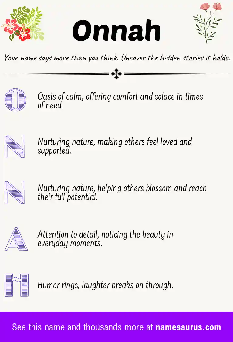 Acrostic poem about Onnah.