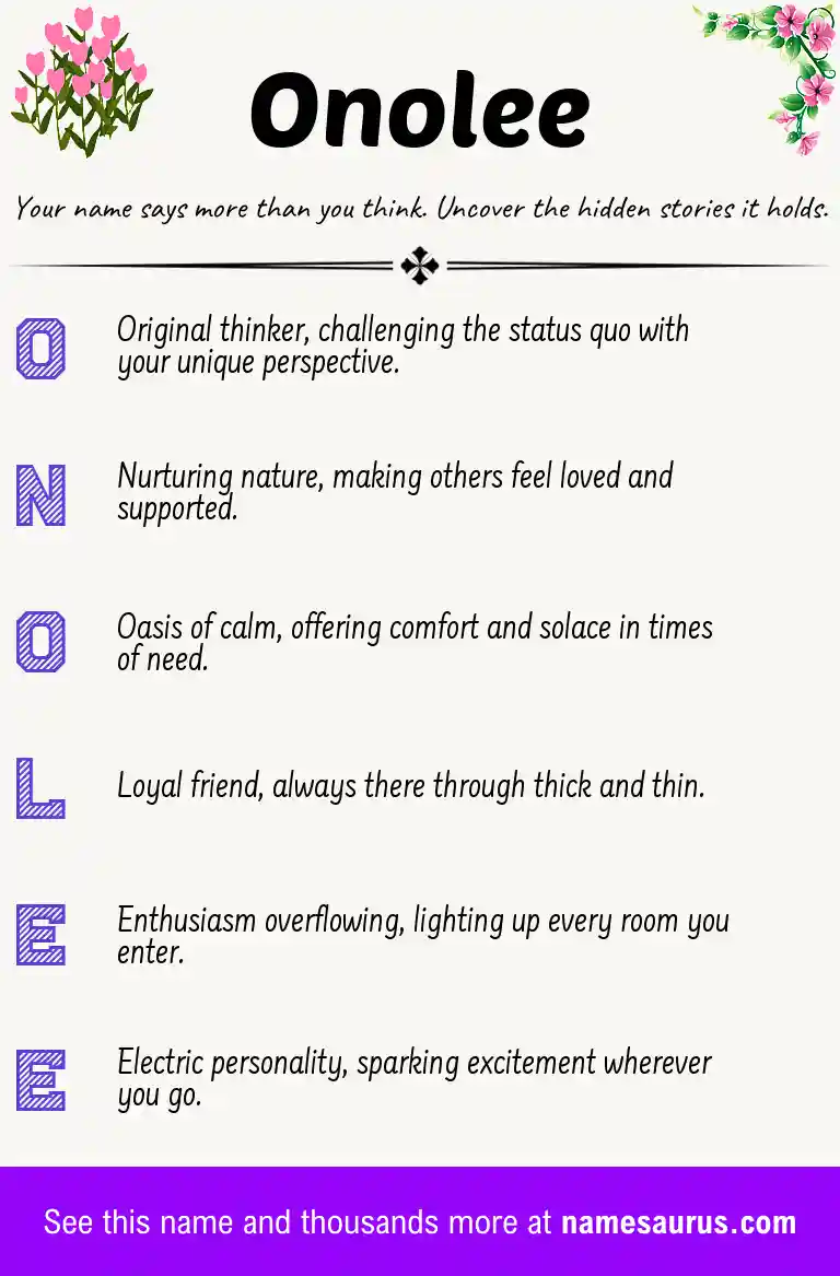 Acrostic poem about Onolee.