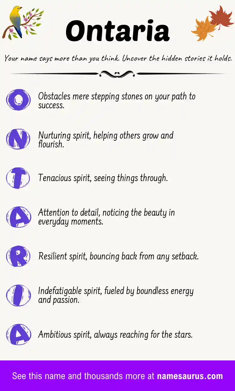 Acrostic poem about Ontaria.