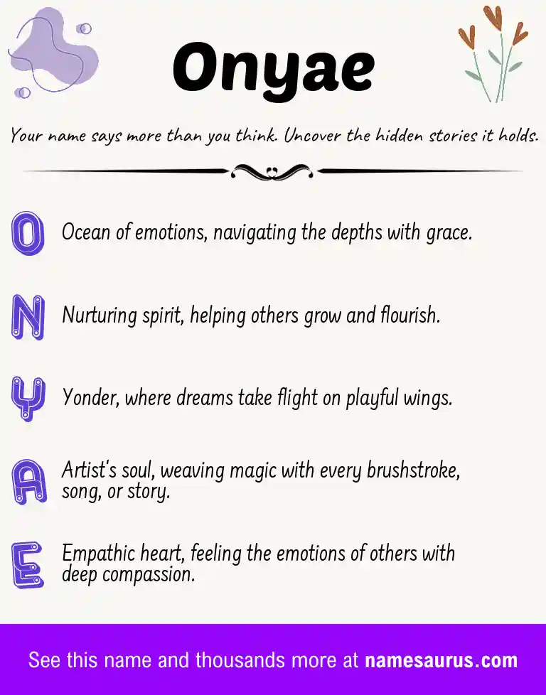 Acrostic poem about Onyae.