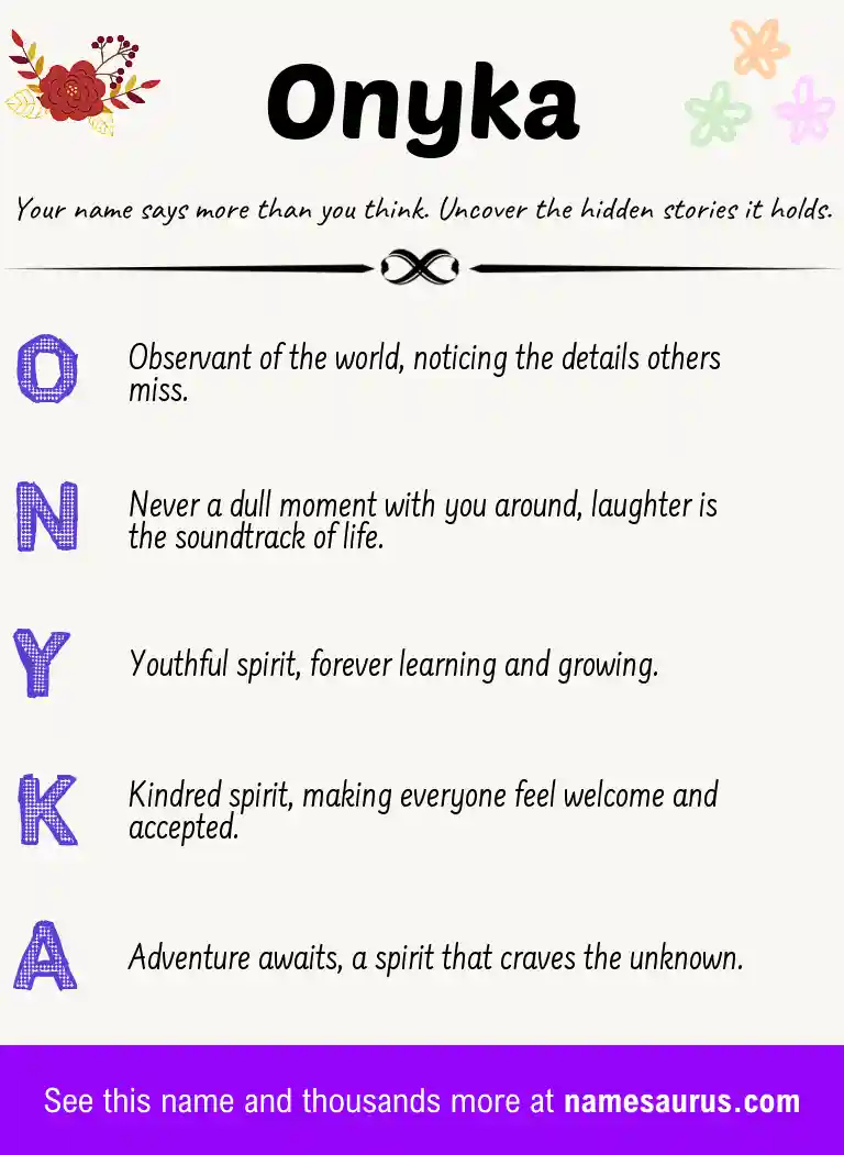 Acrostic poem about Onyka.