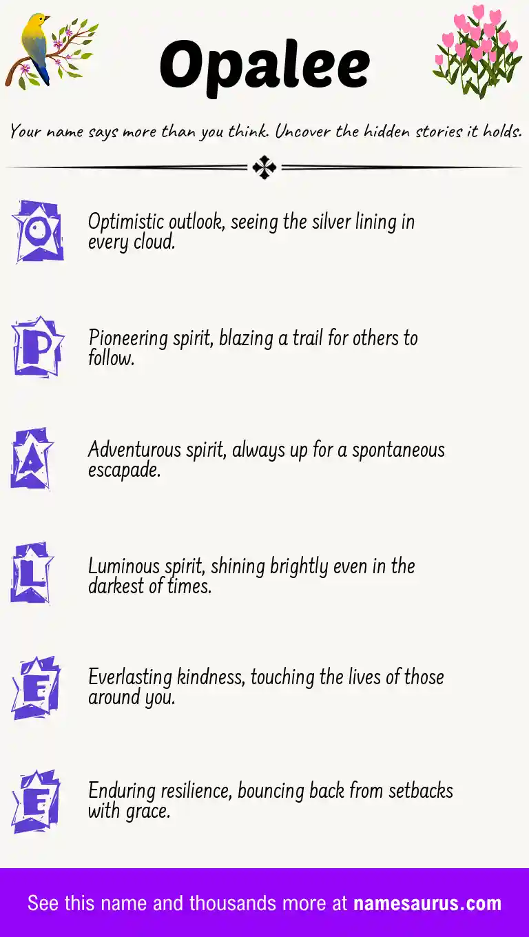 Acrostic poem about Opalee.