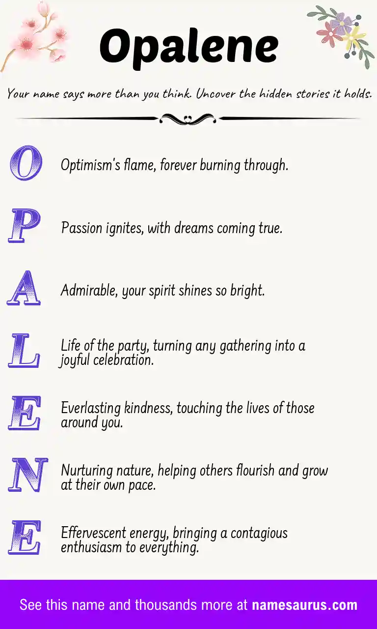 Acrostic poem about Opalene.