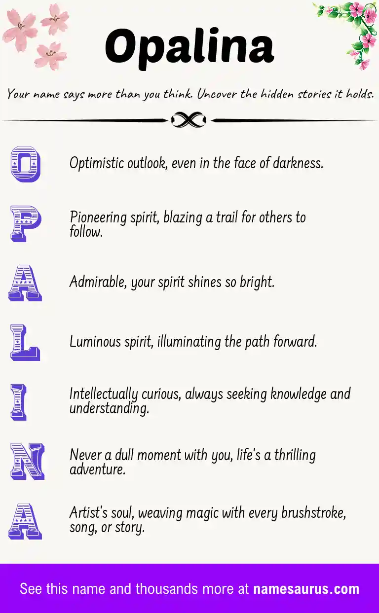 Acrostic poem about Opalina.