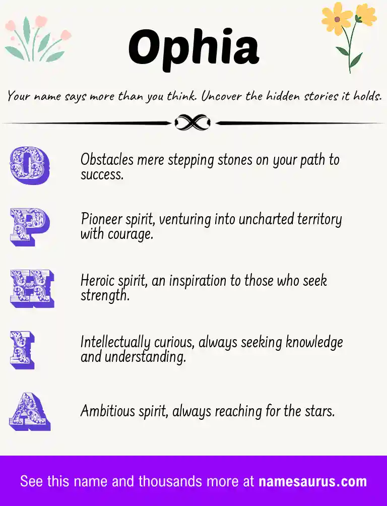 Acrostic poem about Ophia.