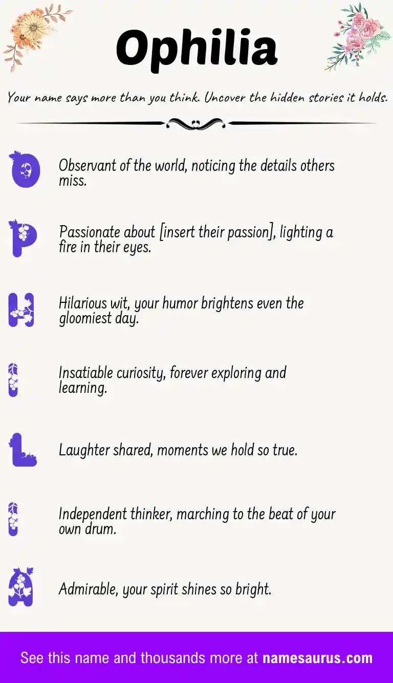 Acrostic poem about Ophilia.