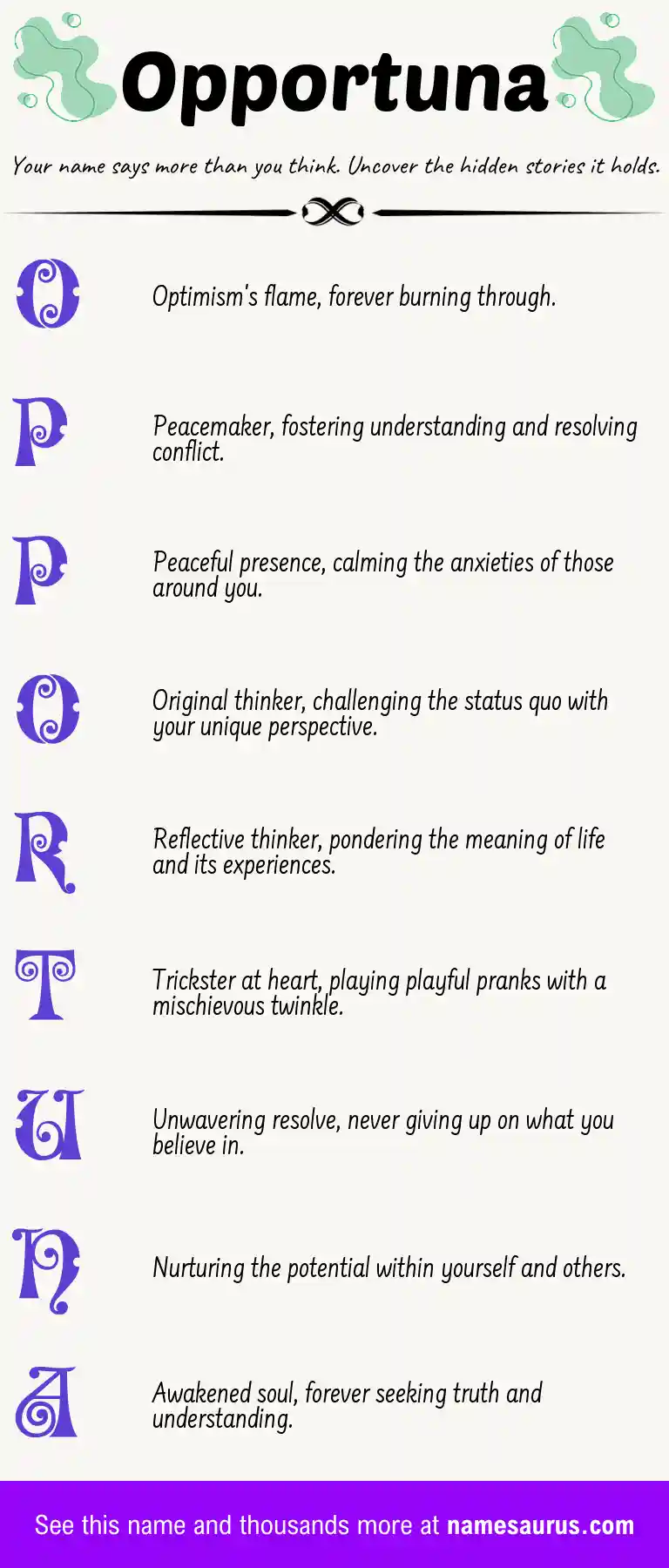 Acrostic poem about Opportuna.