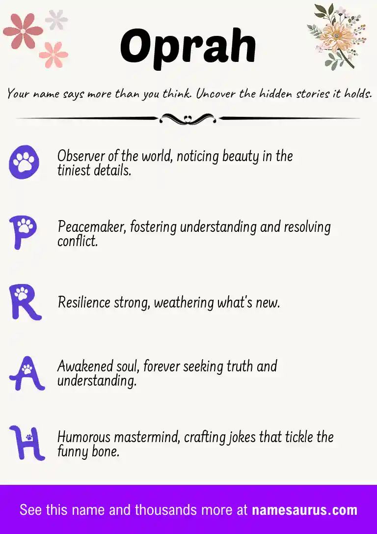 Acrostic poem about Oprah.