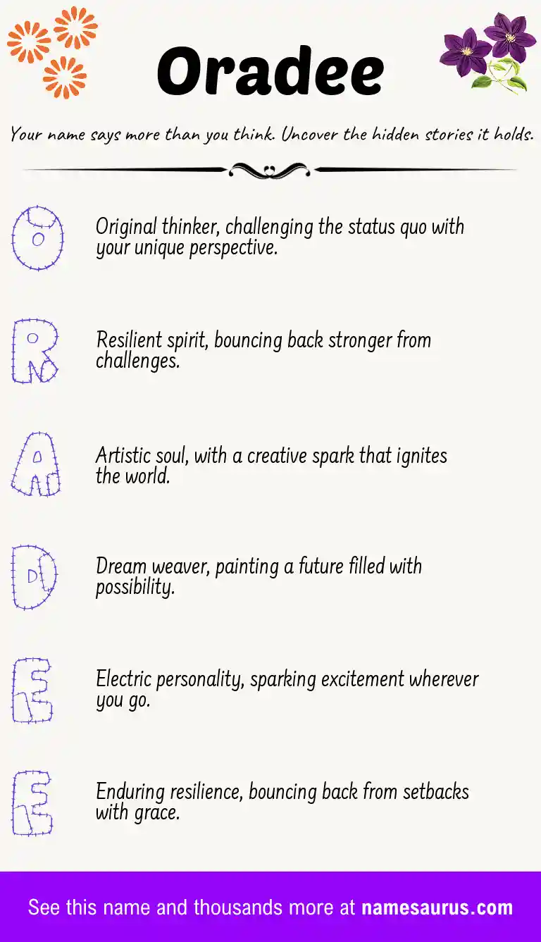 Acrostic poem about Oradee.
