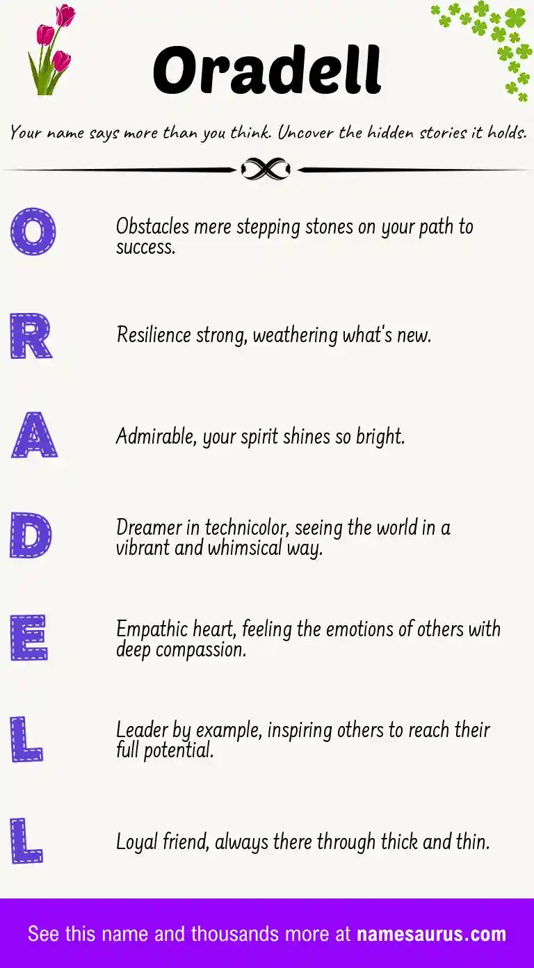 Acrostic poem about Oradell.