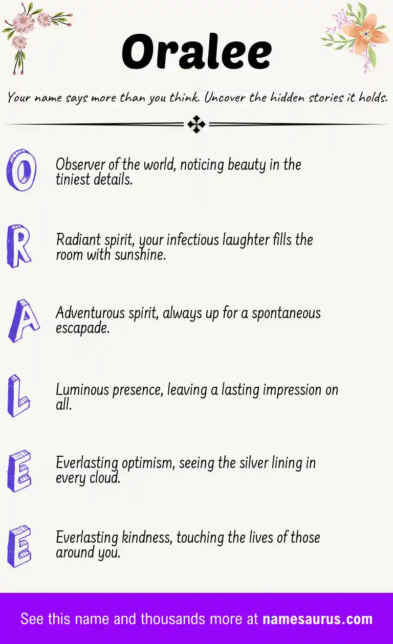 Acrostic poem about Oralee.