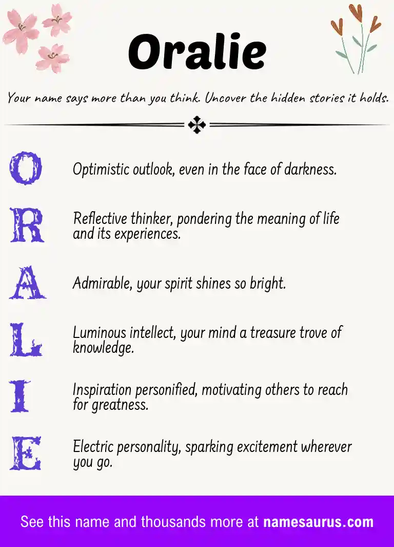 Acrostic poem about Oralie.