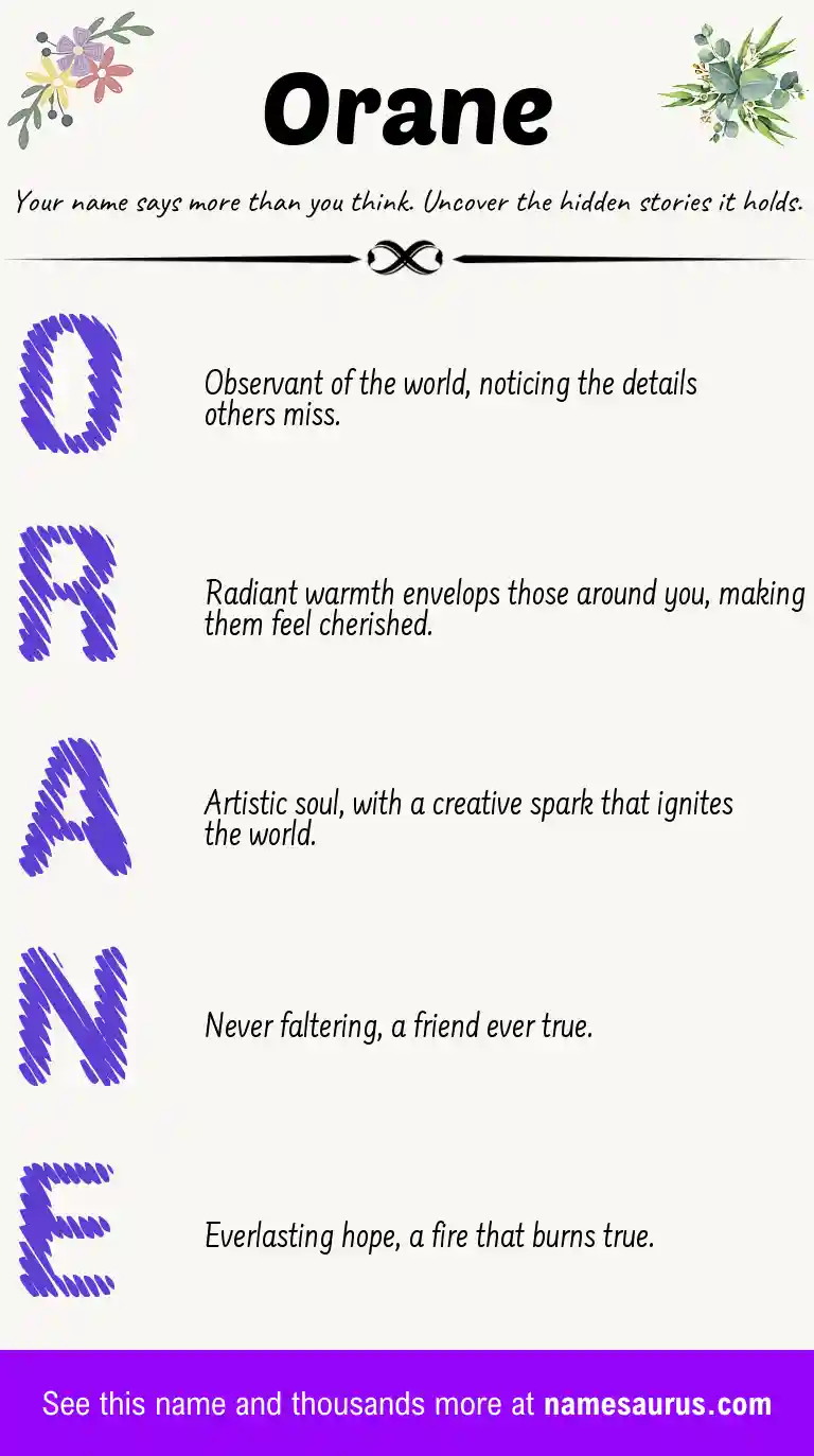 Acrostic poem about Orane.