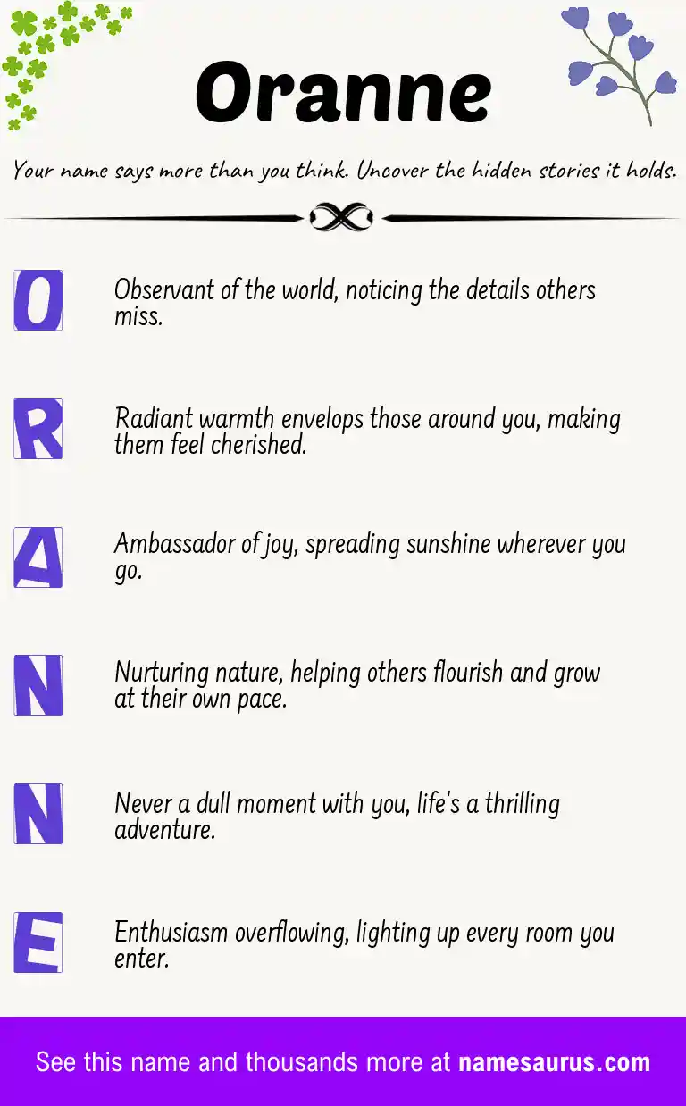 Acrostic poem about Oranne.