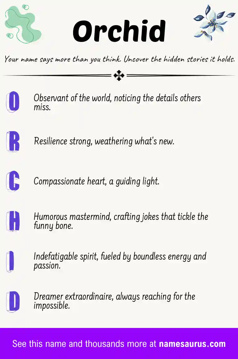 Acrostic poem about Orchid.