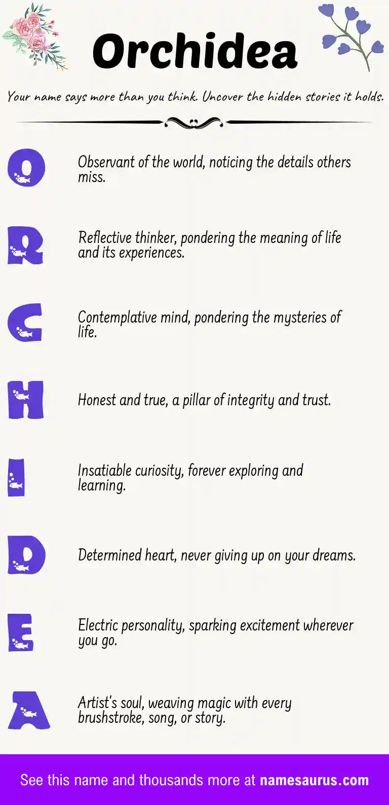 Acrostic poem about Orchidea.