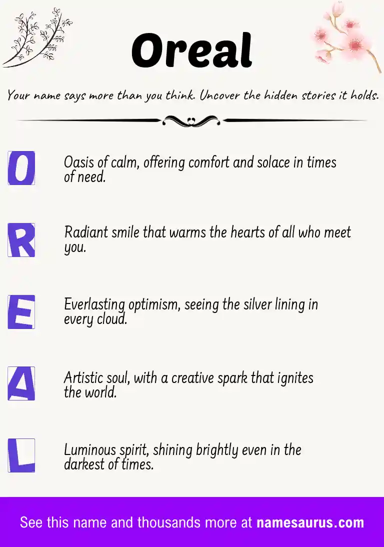 Acrostic poem about Oreal.