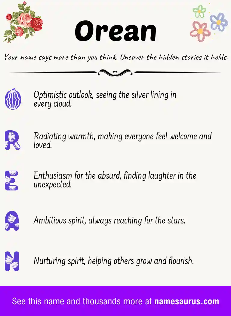 Acrostic poem about Orean.