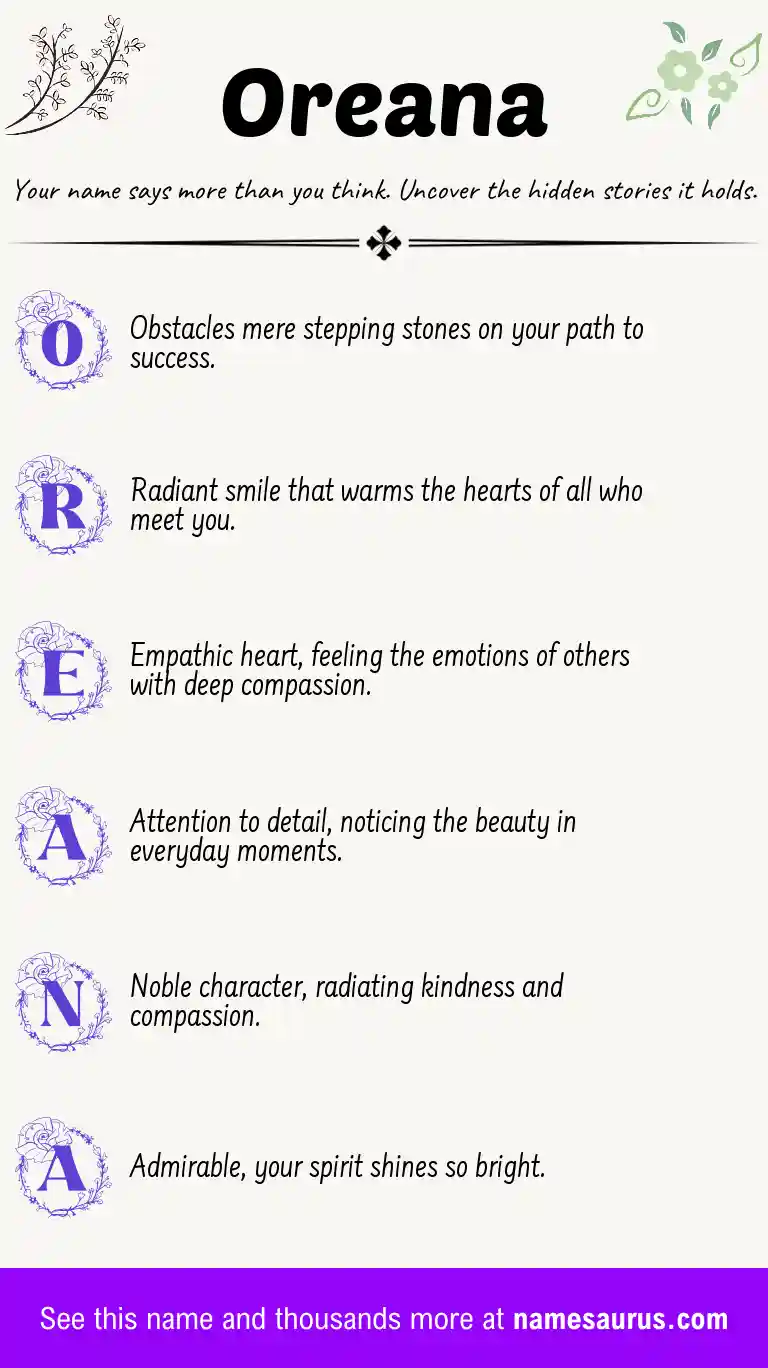 Acrostic poem about Oreana.