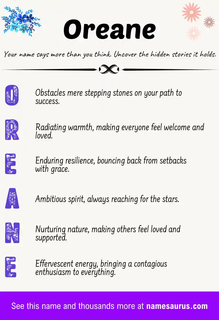 Acrostic poem about Oreane.