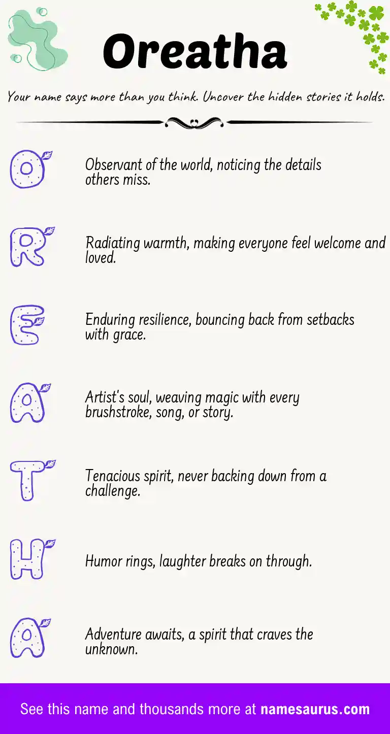 Acrostic poem about Oreatha.