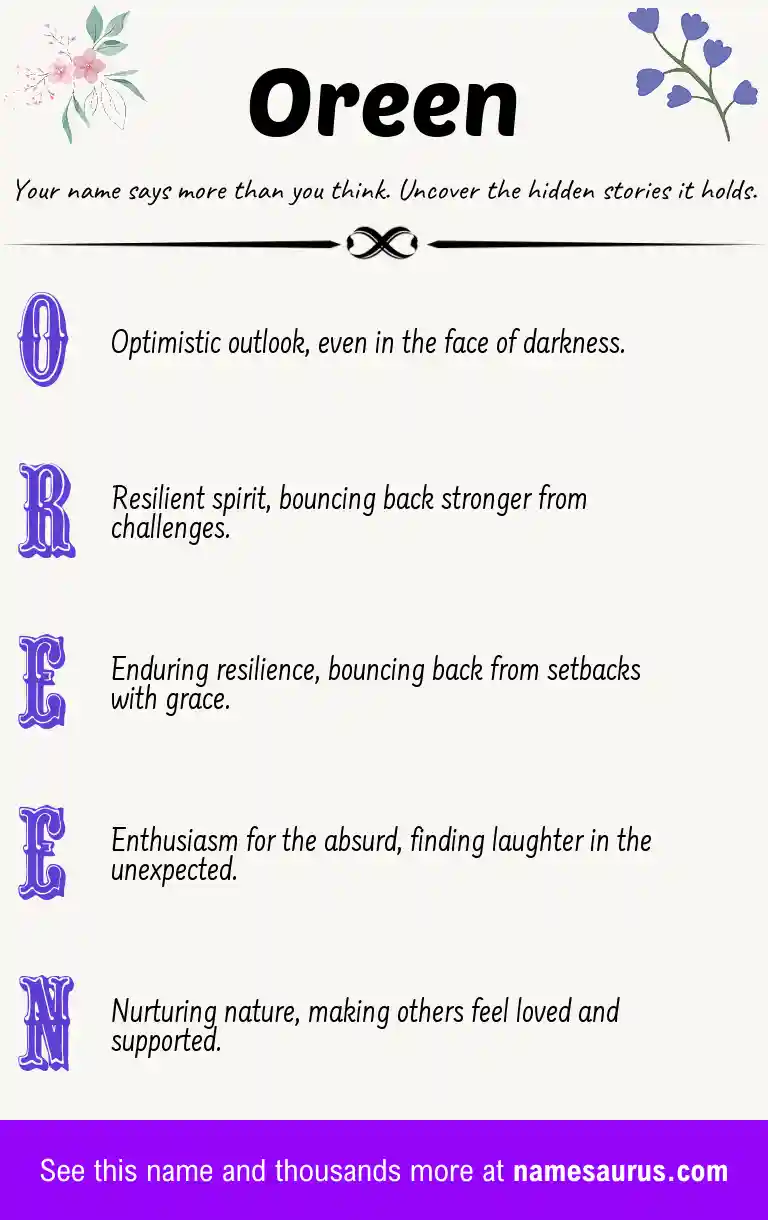 Acrostic poem about Oreen.
