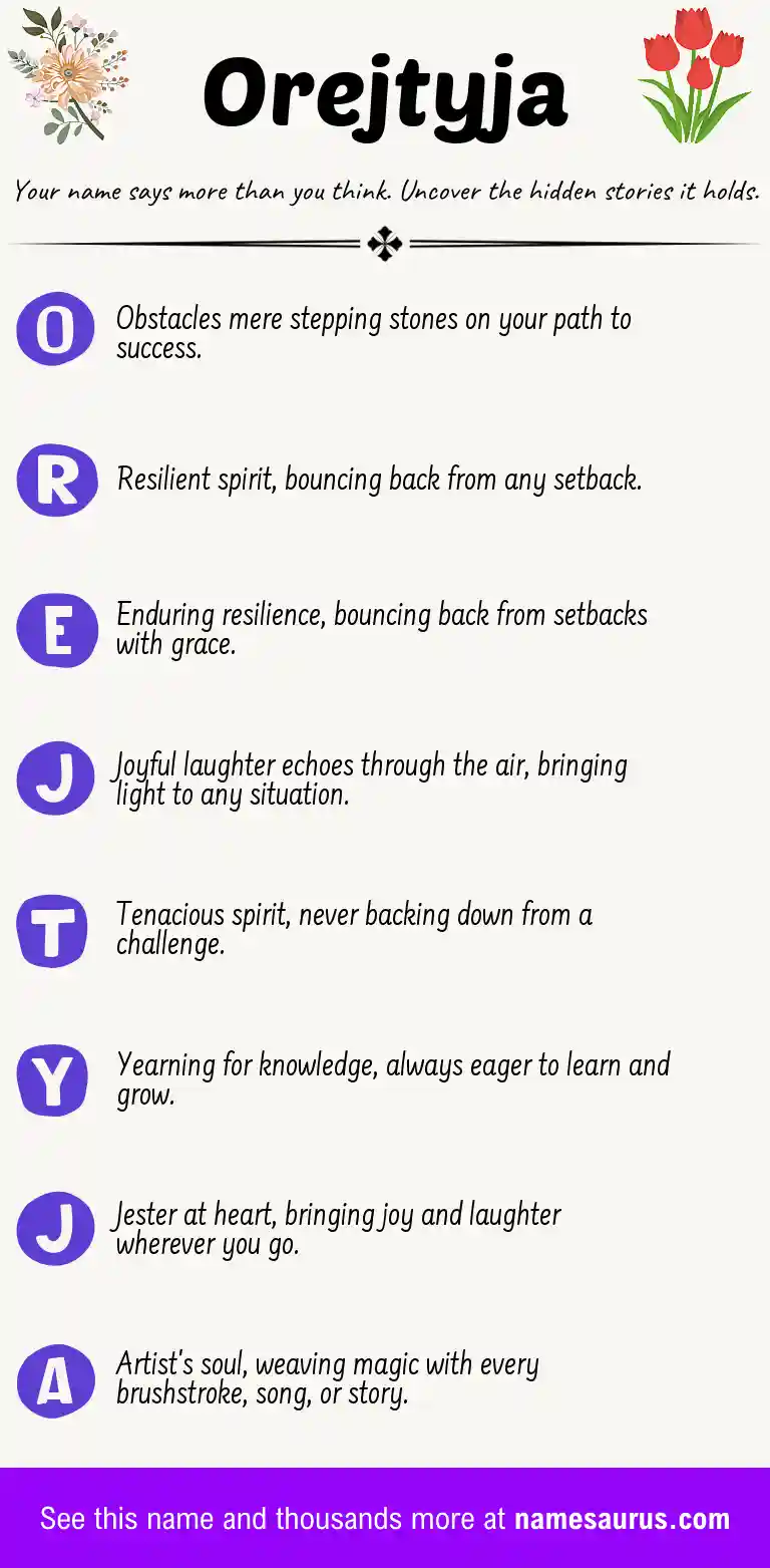 Acrostic poem about Orejtyja.