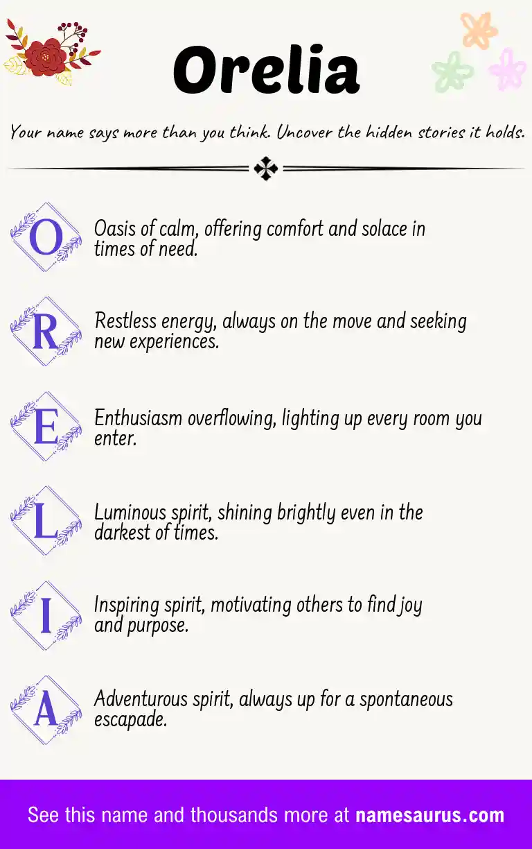 Acrostic poem about Orelia.