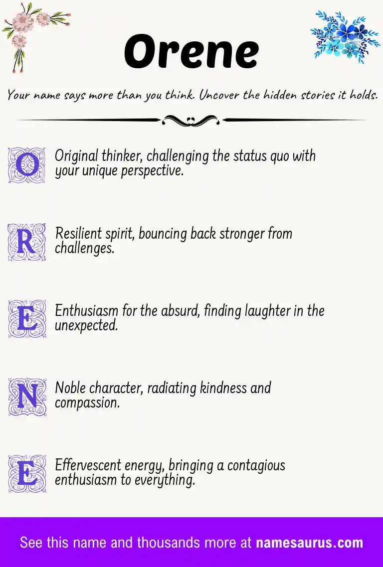 Acrostic poem about Orene.