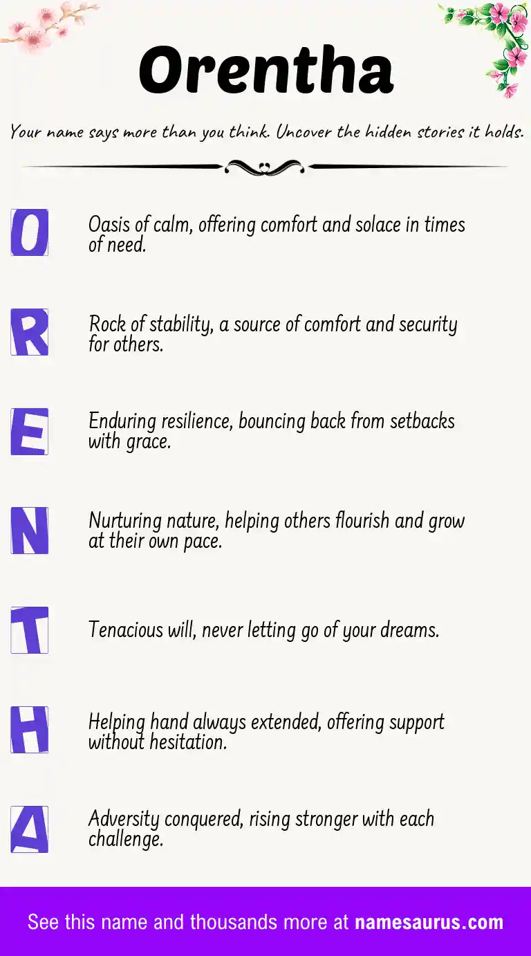 Acrostic poem about Orentha.