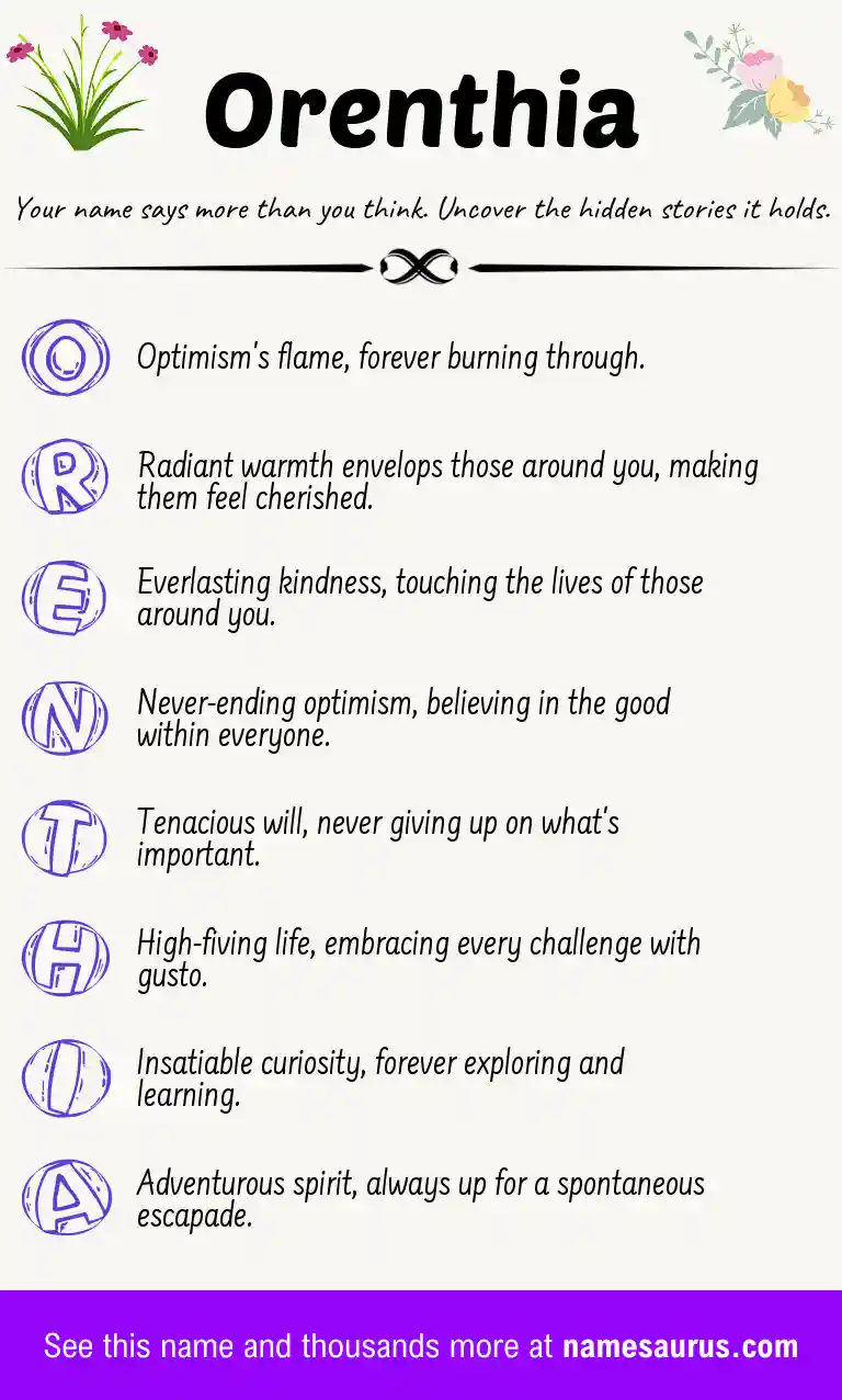 Acrostic poem about Orenthia.