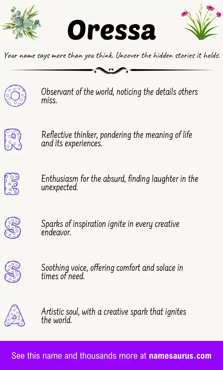 Acrostic poem about Oressa.