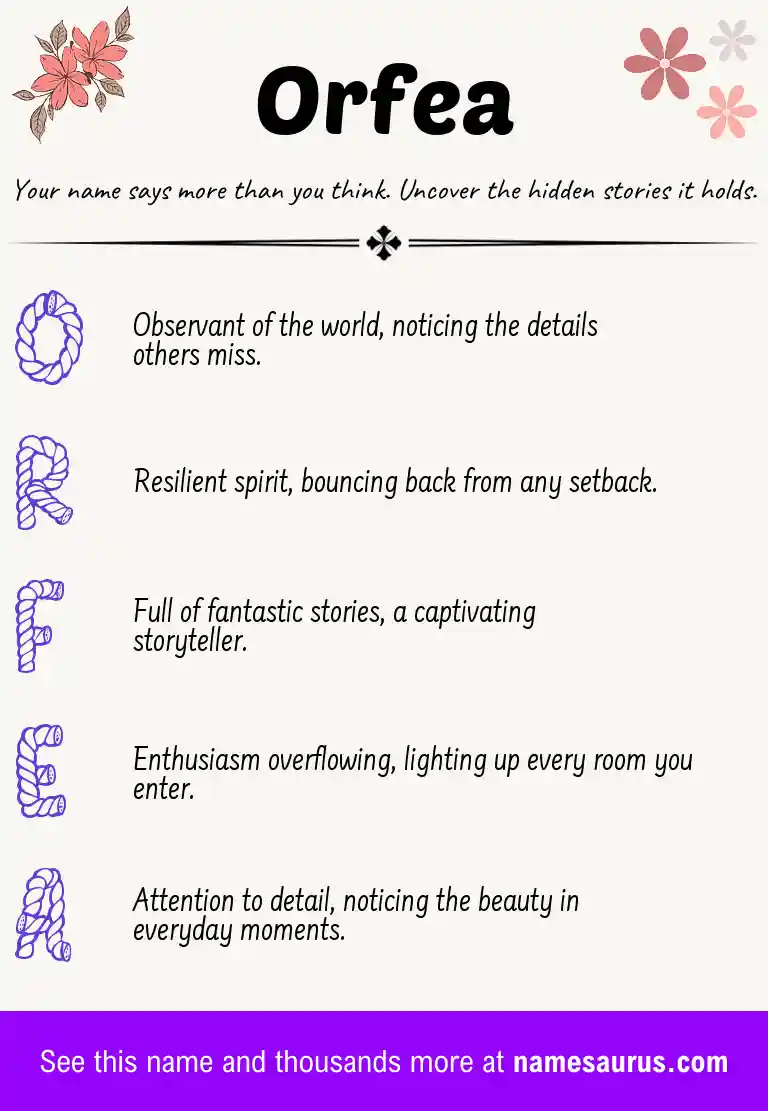 Acrostic poem about Orfea.