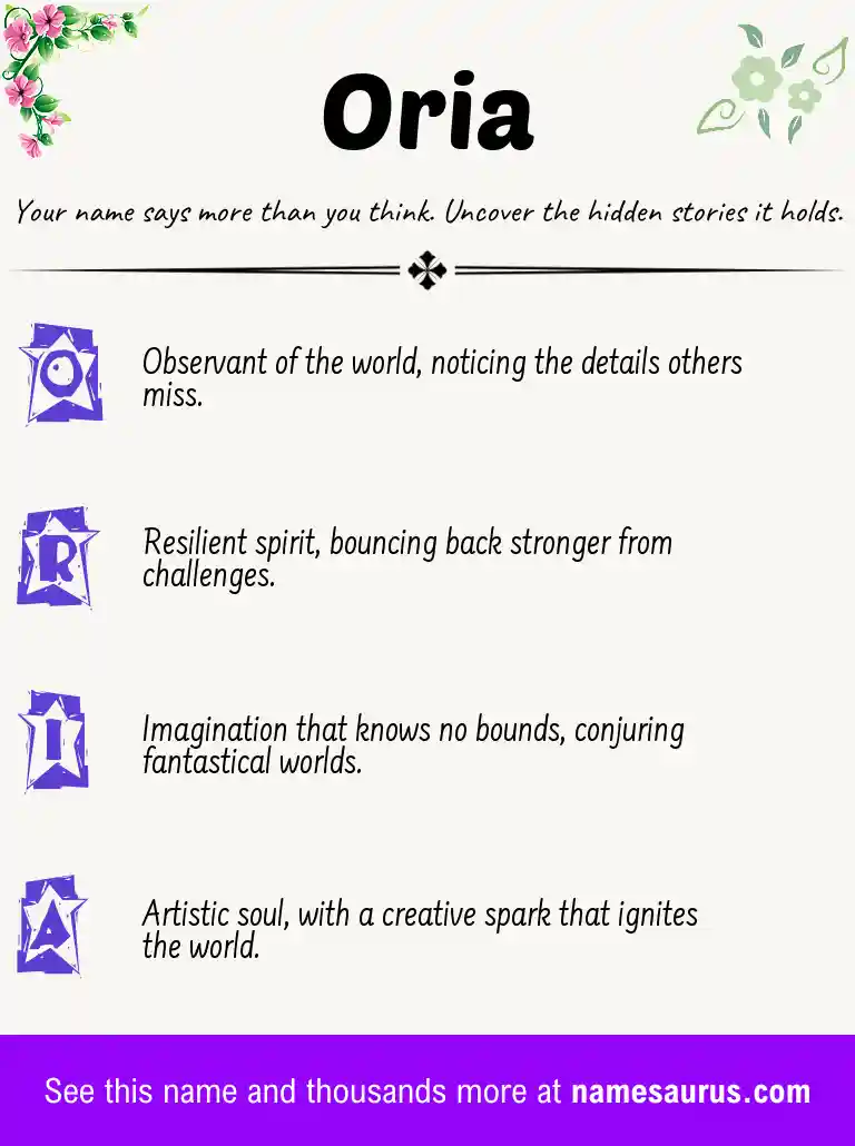 Acrostic poem about Oria.