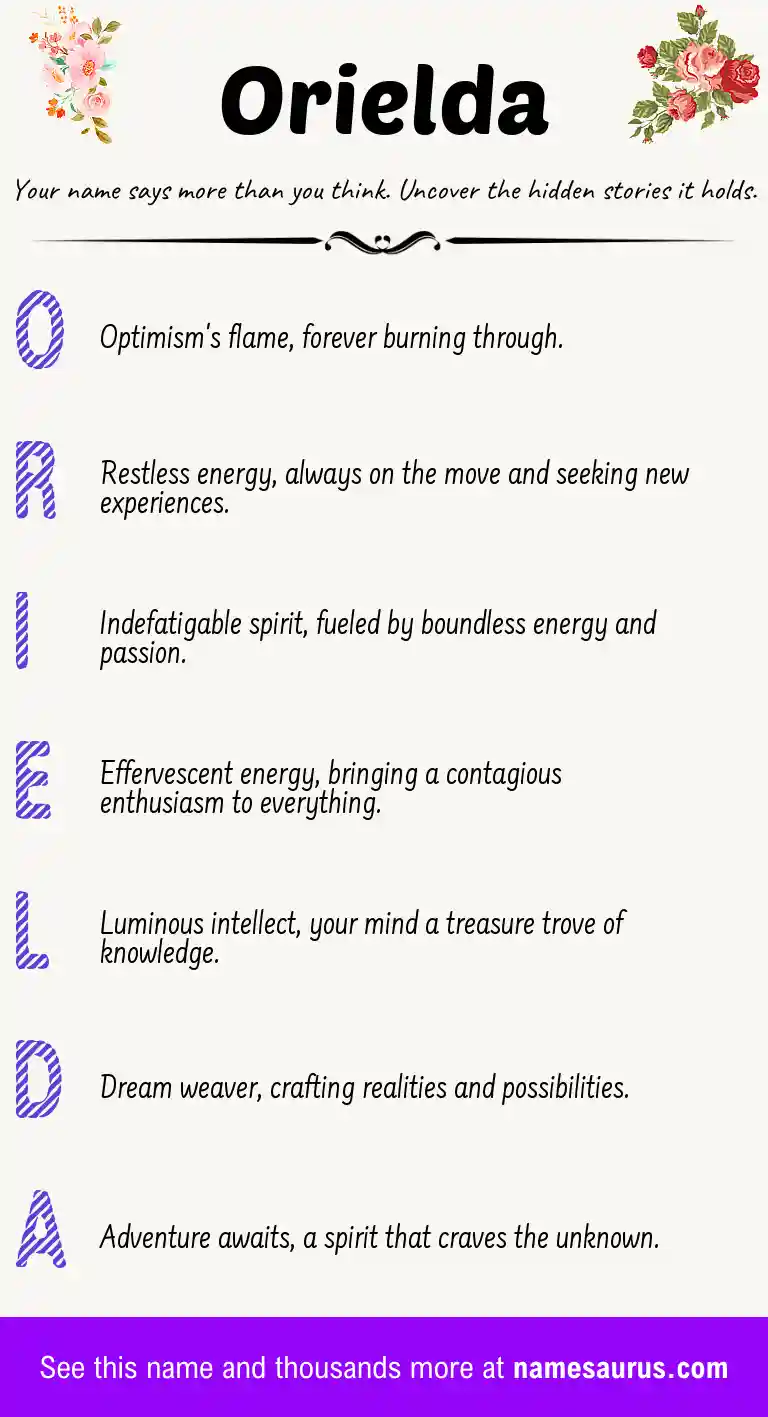 Acrostic poem about Orielda.
