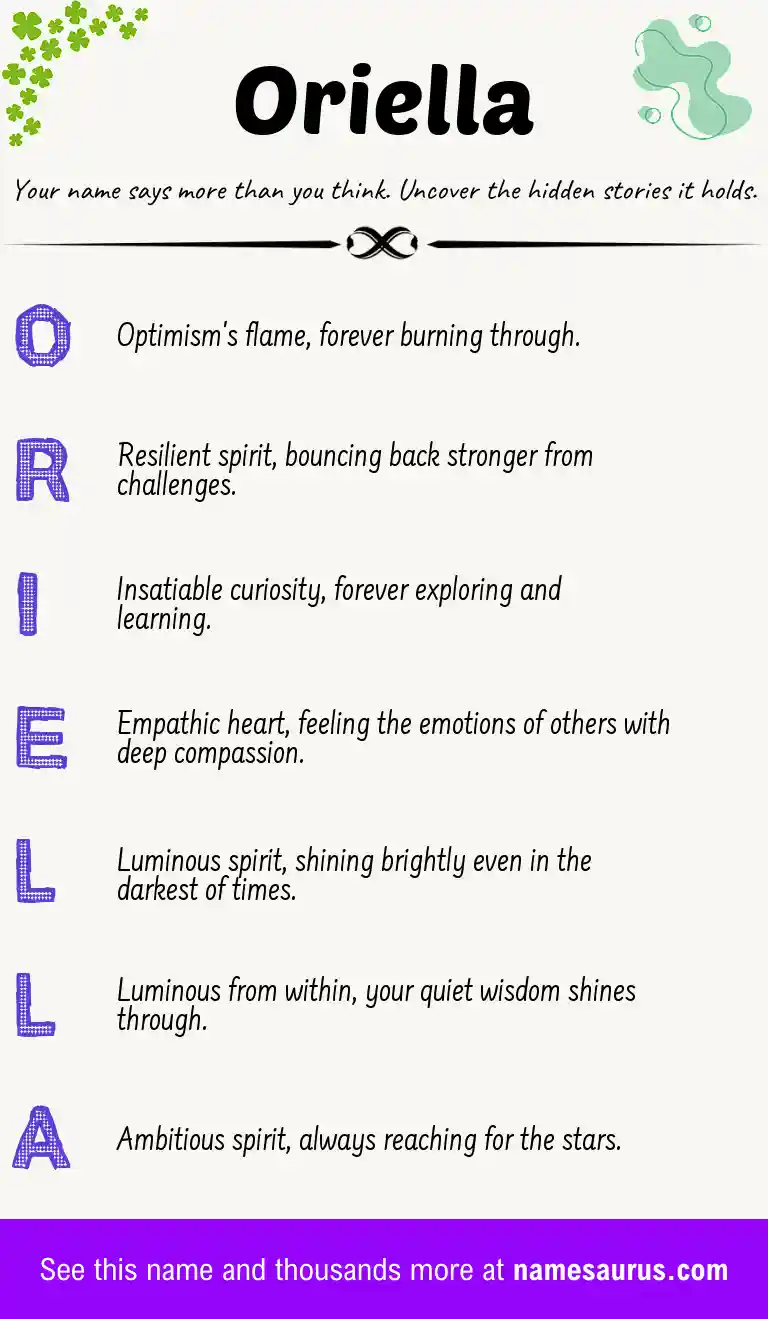 Acrostic poem about Oriella.