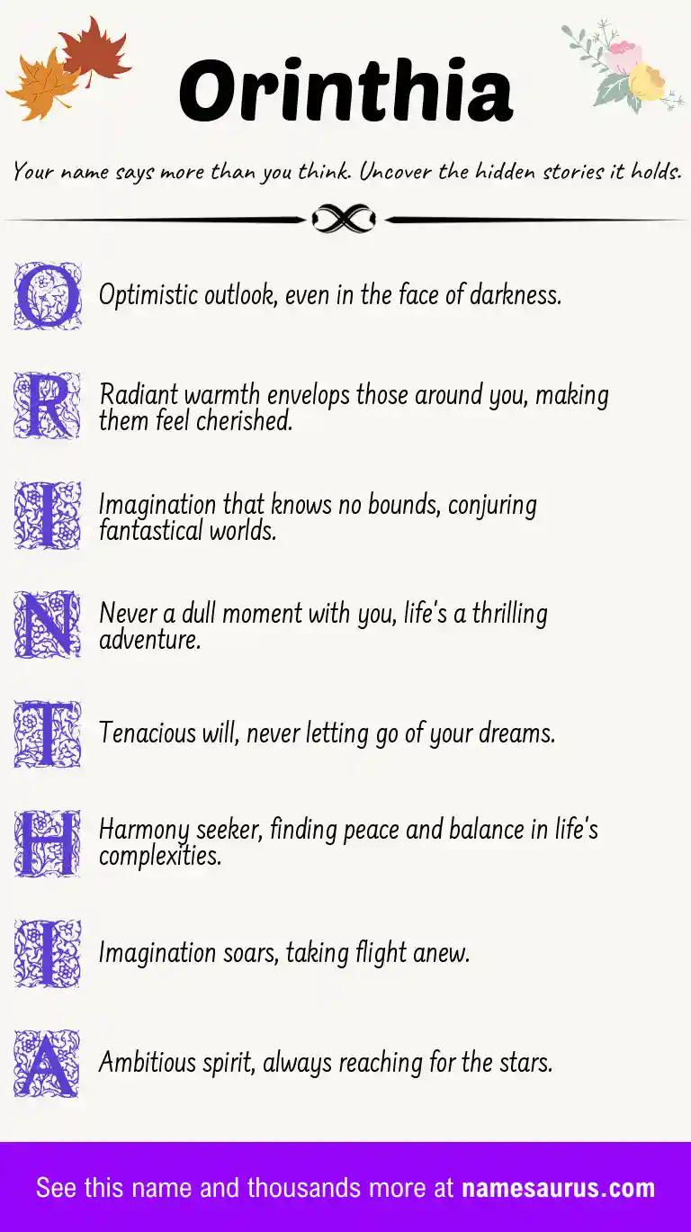 Acrostic poem about Orinthia.