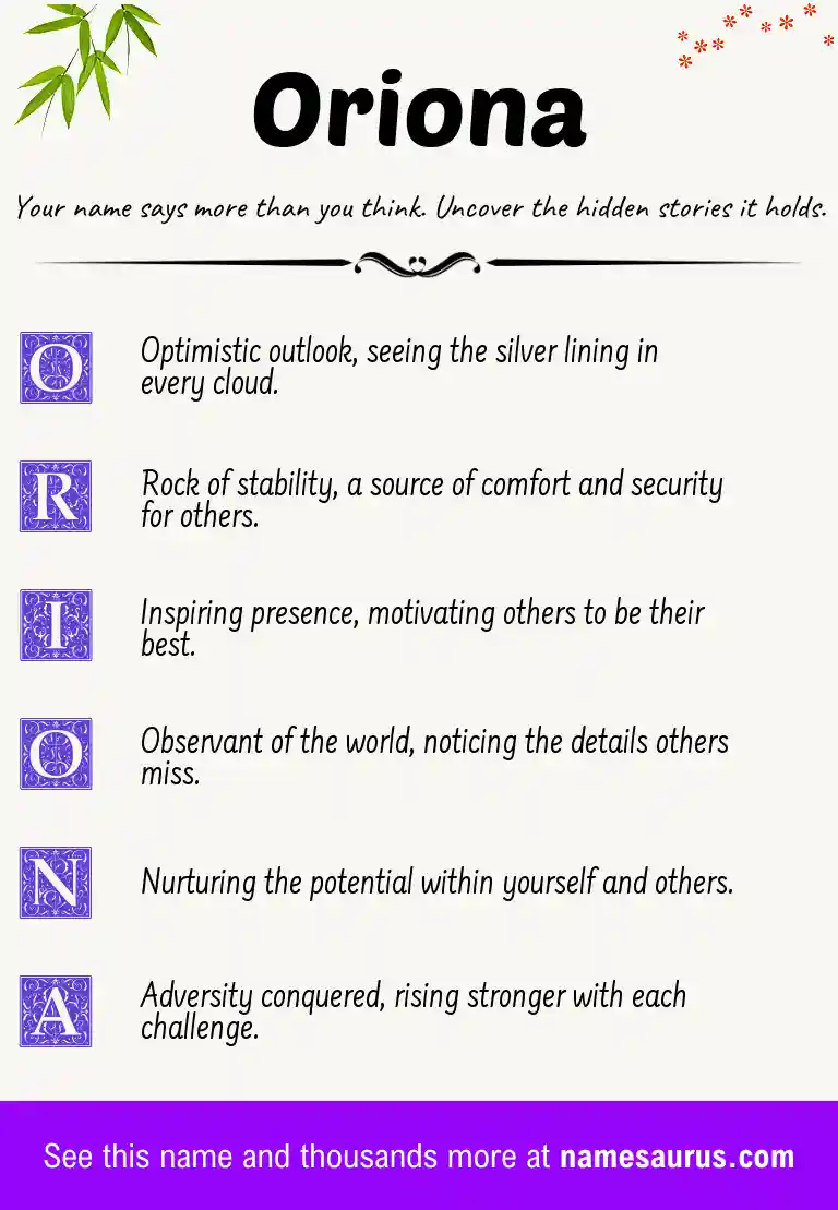 Acrostic poem about Oriona.
