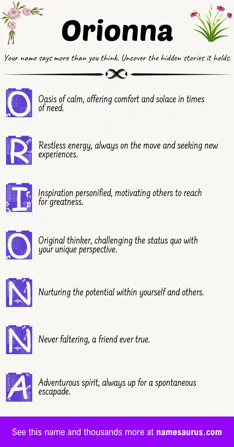 Acrostic poem about Orionna.