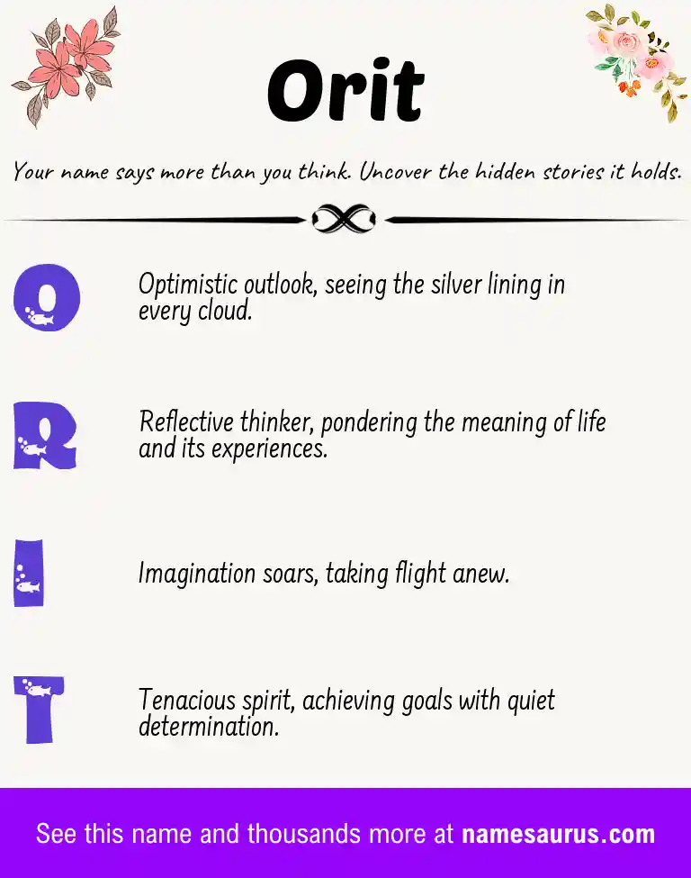 Acrostic poem about Orit.
