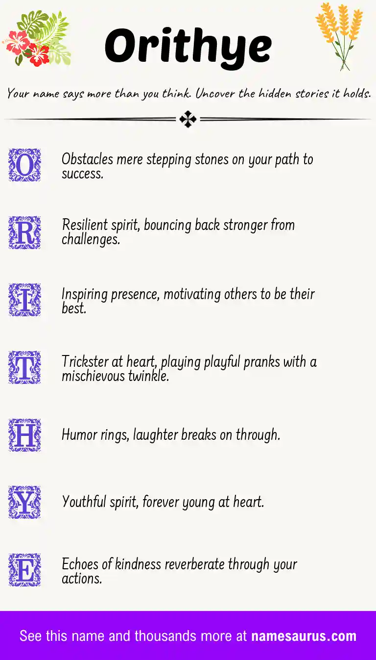 Acrostic poem about Orithye.
