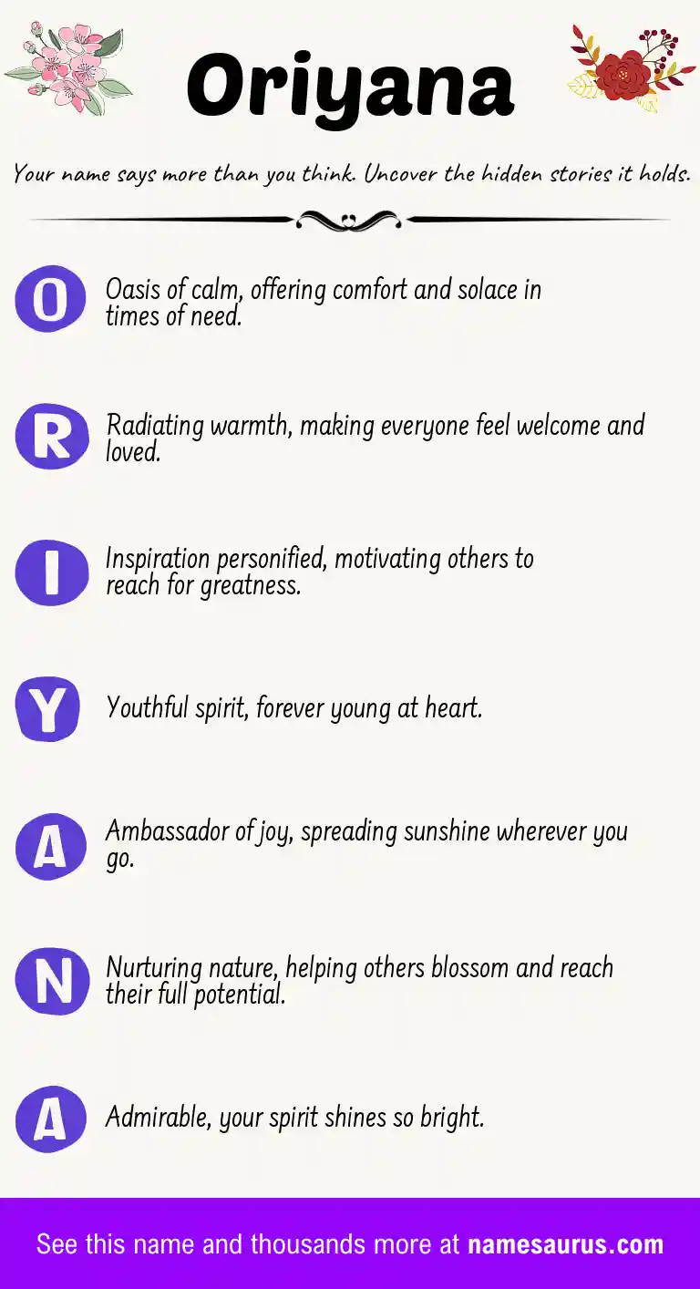 Acrostic poem about Oriyana.
