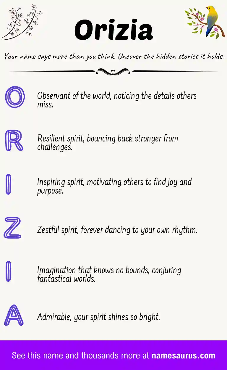 Acrostic poem about Orizia.