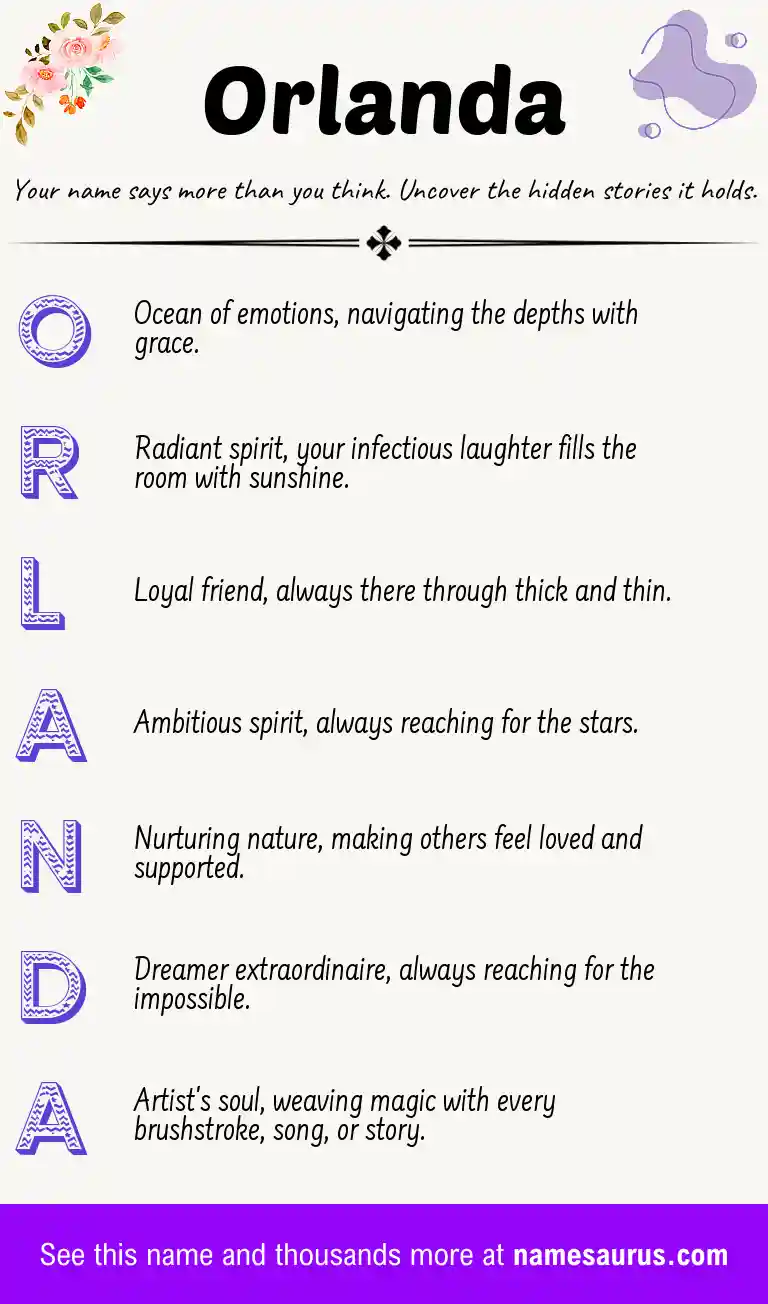 Acrostic poem about Orlanda.