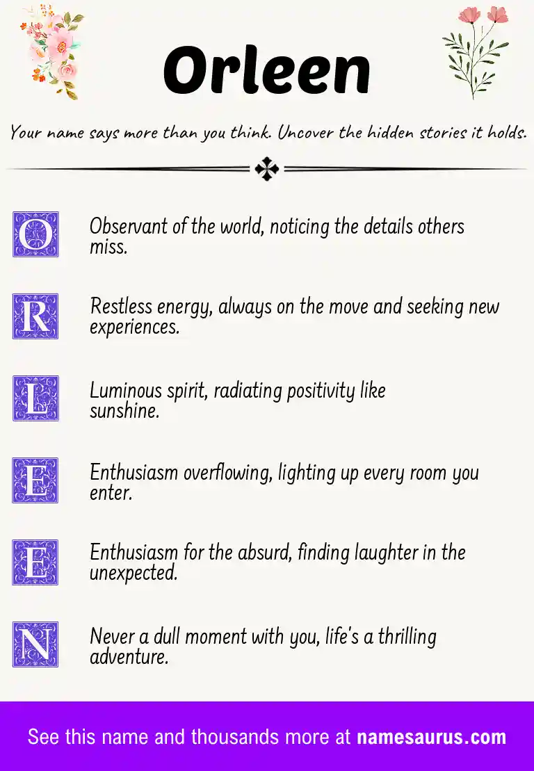 Acrostic poem about Orleen.