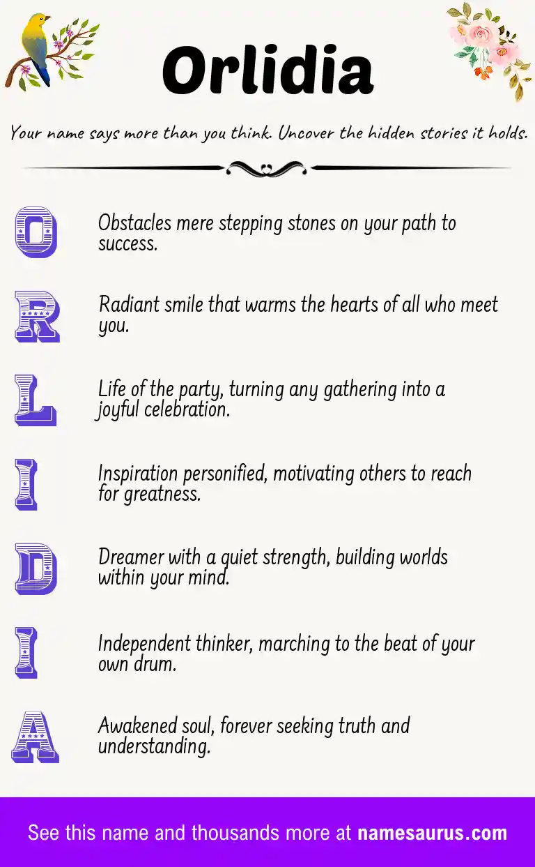 Acrostic poem about Orlidia.