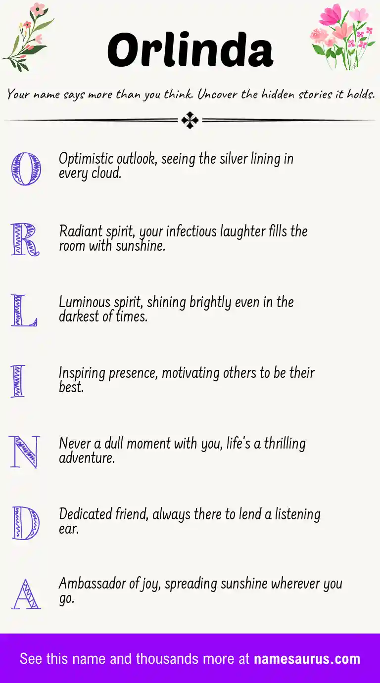Acrostic poem about Orlinda.