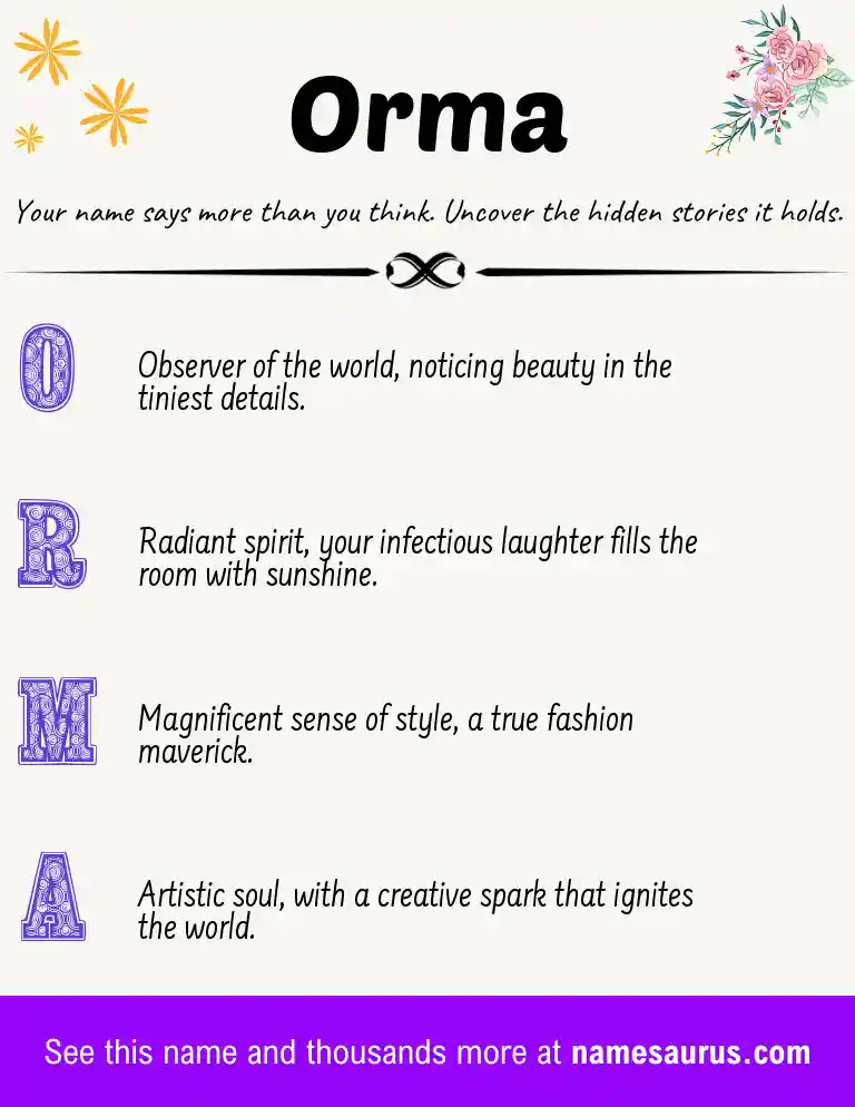 Acrostic poem about Orma.