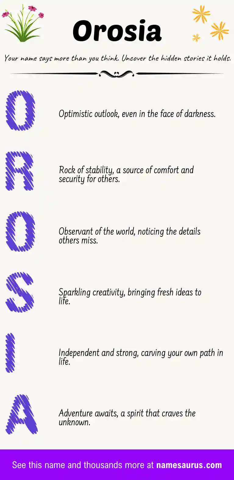 Acrostic poem about Orosia.