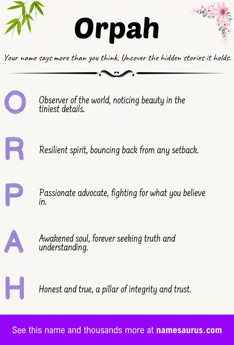 Acrostic poem about Orpah.